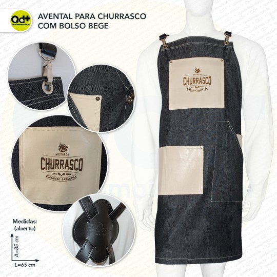 Avental para Churrasco com bolso bege